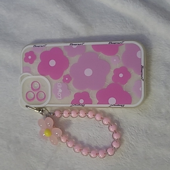 3D Bear Ear Hang Phone Chain Lanyard Clear Soft Case for iPhone 11 Pro Max Pink - Picture 1 of 4